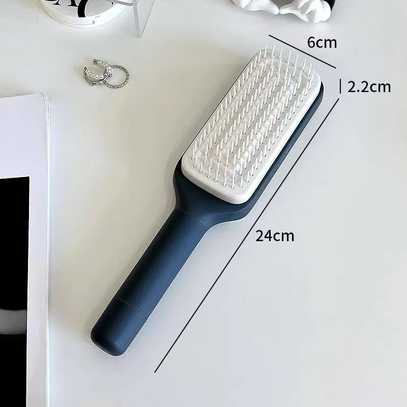 4 In 1 Self Cleaning Hair Brush New Self-Cleaning Anti-Static Massage Comb Scalable Rotate Lifting Self Cleaning Hairbrush Lunar Rock Gray