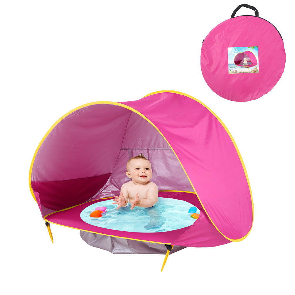 Baby Beach Tent Kids Outdoor Camping Easy Fold Up Waterproof Up Sun Awning Tent UV-protecting Rose red