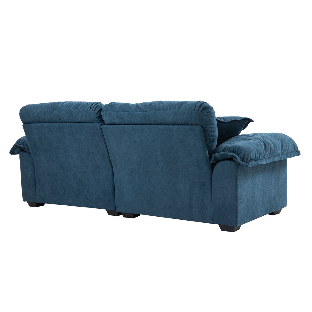 84' Chenille Sofa Small Sofa Loveseat Deep Seat Sofa Couch with 2 Throw Pillows & Memory Foam for Living Room Apartment Office Lounge-Blue