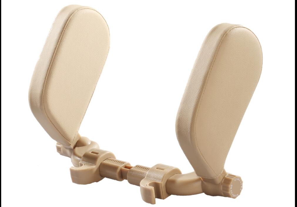 Car headrest pillow Sleep Adjustable Side Car Soft Travel Seat Headrest Auto Leather Support Neck Pillow Cushion car accessories Beige