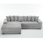 [NEW ARRIVED] [VIDEO PROVIDED] Oversized Two-Piece Couches, L Shaped Sofa, Corduroy, Left Chaise Daybed,with Armrests,Eight Throw Pillows,Corner Sofa,Easy To Assemble, Gray