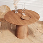 43 inch circular dining table, modern minimalist round table, MDF grain dining table, one handle and two packs