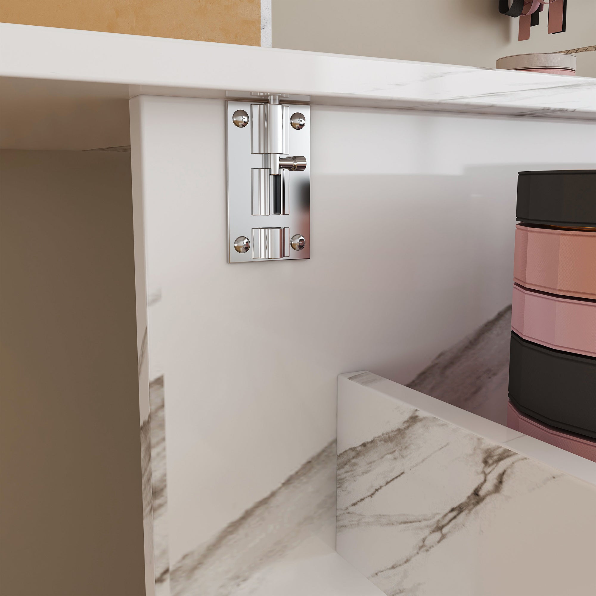 57.5' Foldable Sewing Machine Table with Locking Casters, Multi-Storage Craft Station with Shelves, Bins & Cabinet, Adjustable Sewing Cabinet for Home, Bedroom, and Craft Room(White)