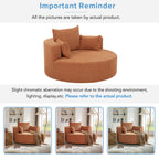 360° Swivel Accent Barrel Chair with Removable Pillows, Orange Red Chenille, 56.3 Inch