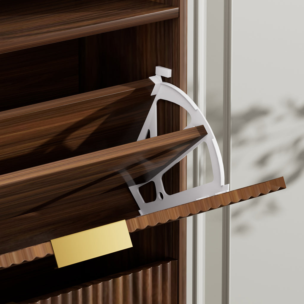 Shoe Cabinet Storage for Entryway Hidden Shoes Storage Cabinet with 2 Flip Drawers, Tall Free Standing Shoe Organizer Rack for Foyer, Hallway. Walnut,31.6'' L x 9.6'' W x 40'' H.