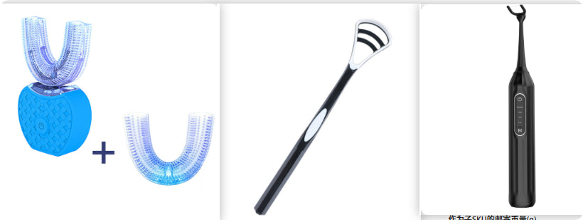 360 Degrees Intelligent Automatic Electric Toothbrush Waterproof U Type Tooth Brush Whitening Blue Light USB Charging Set2