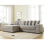 [NEW ARRIVED] [VIDEO PROVIDED] Oversized Two-Piece Couches, L Shaped Sofa, Corduroy, Left Chaise Daybed,with Armrests,Eight Throw Pillows,Corner Sofa,Easy To Assemble, Gray