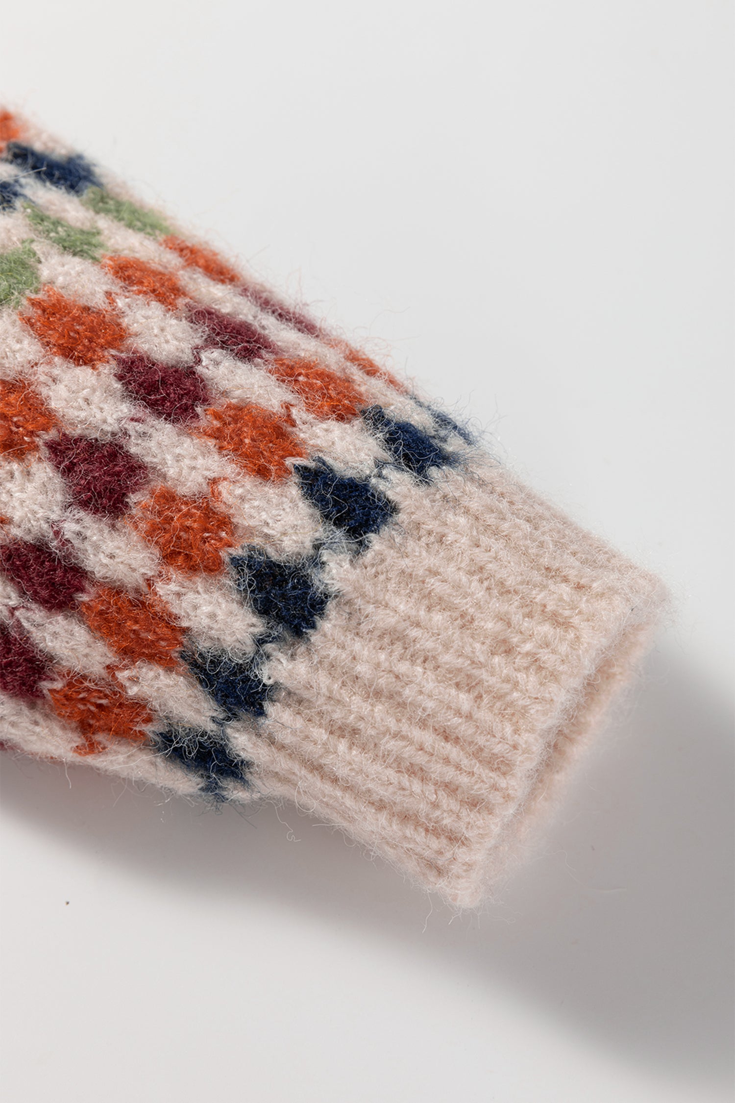 Multicolour Dotty Striped Pattern Knit Drop Shoulder Sweater- Women