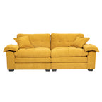 84' Chenille Sofa Small Sofa Loveseat Deep Seat Sofa Couch with 2 Throw Pillows & Memory Foam for Living Room Apartment Office Lounge-Yellow
