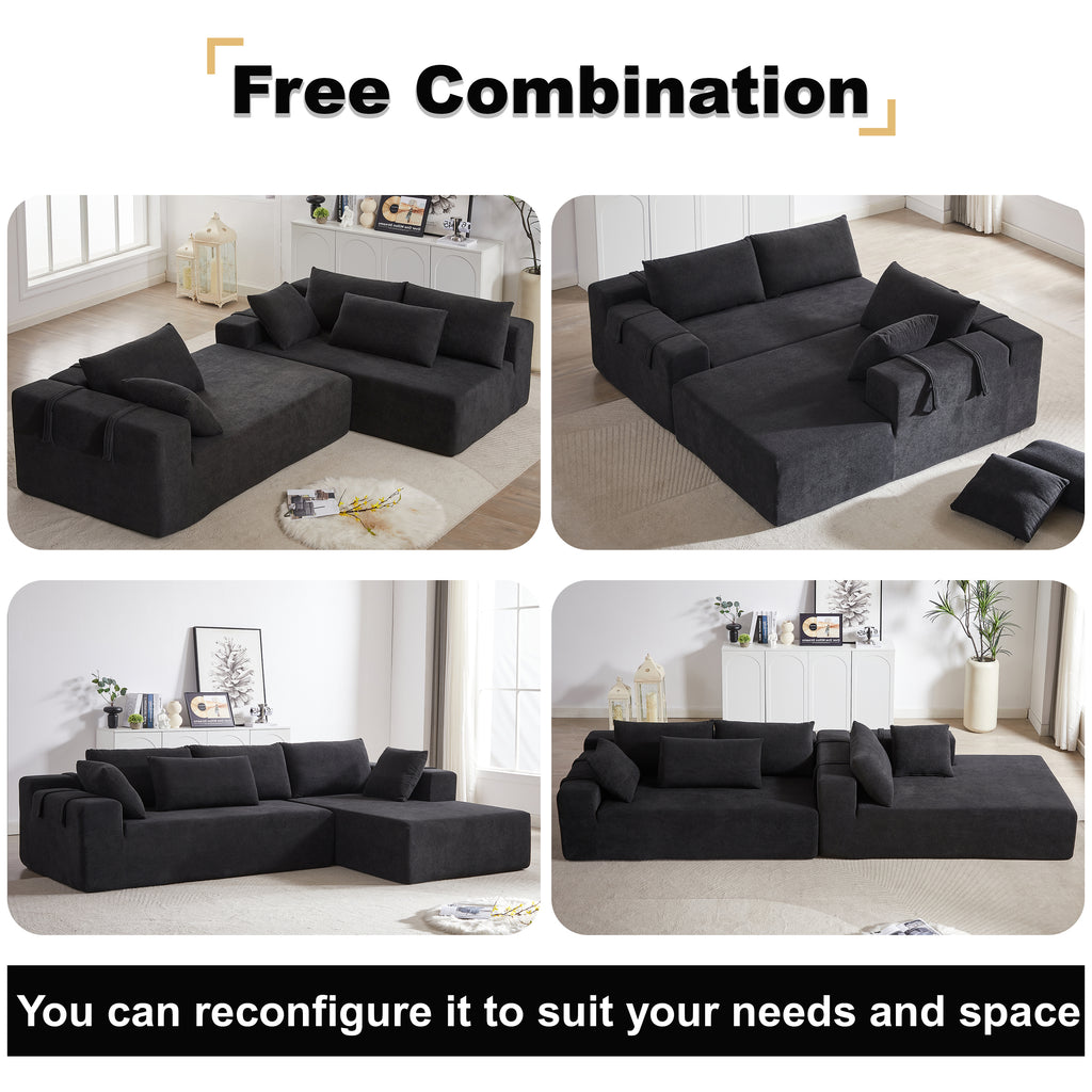 Modern Chenille Upholstered Sectional Sofa Couch Set,Modular 108' L Shaped Sectional Living Room Sofa Set With 6 Pillows,Free Combination Sofa Couch for Living Room,Bedroom(Left Chaise)W834P240009