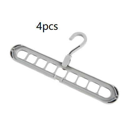 9-hole Clothes Hanger Organizer Space Saving Hanger Multi-function Folding Magic c Scarf Clothes Storage Grey 4PCS