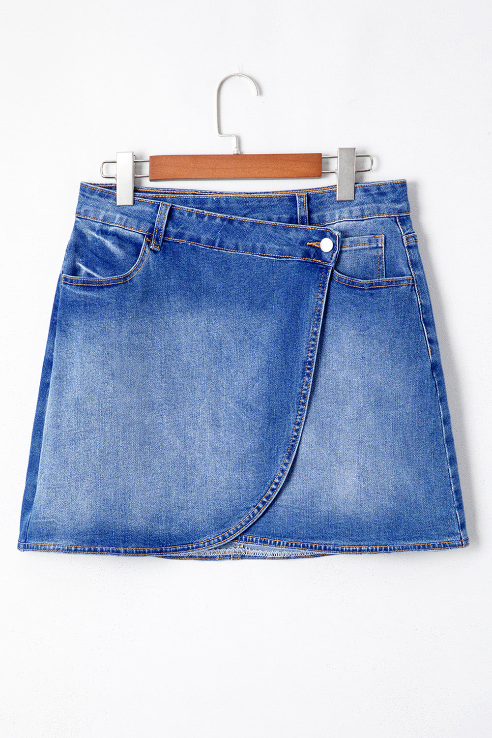 Ashleigh Blue Wrapped Crossed Waist Denim Mini Skirt- Women