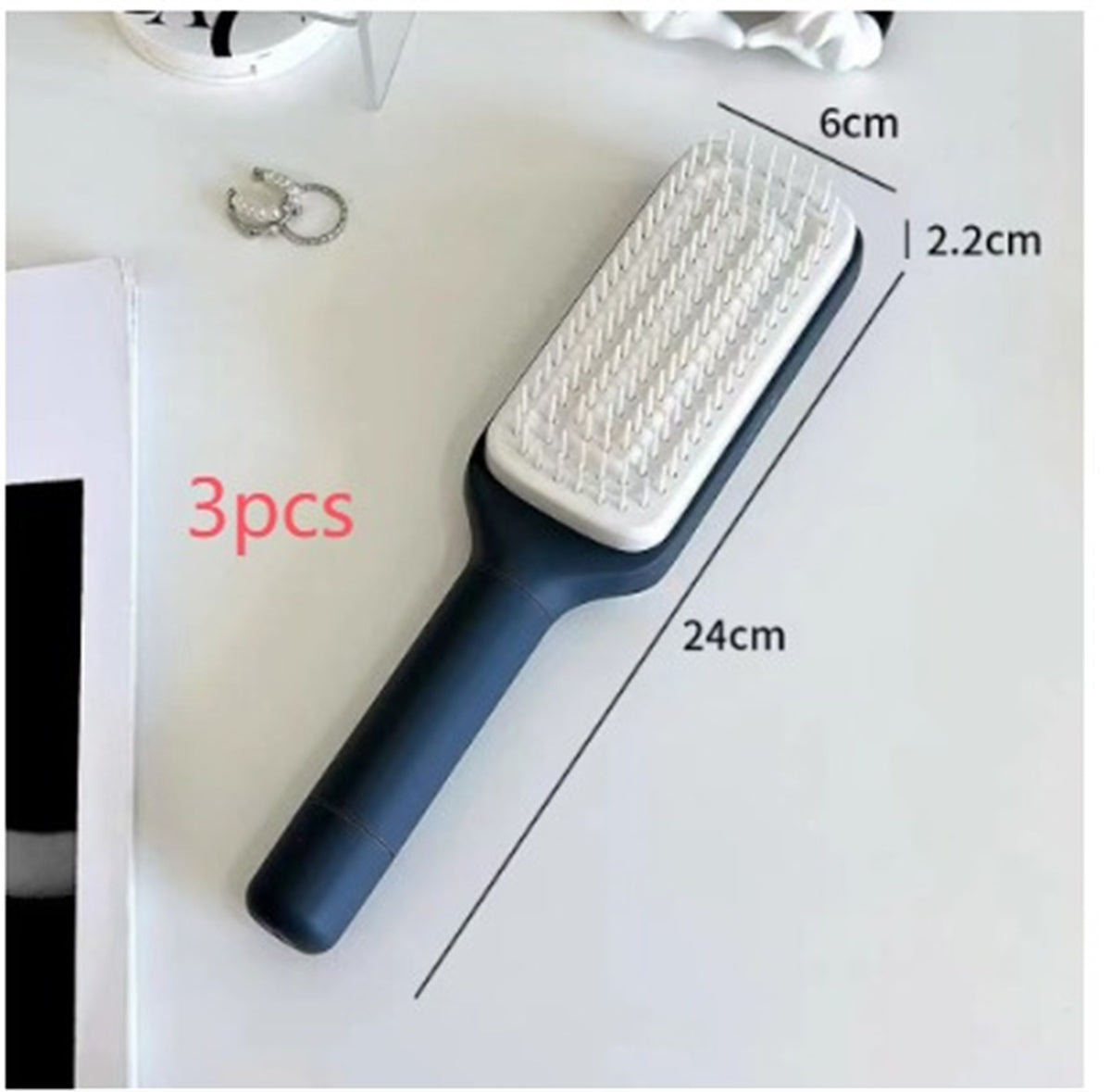 4 In 1 Self Cleaning Hair Brush New Self-Cleaning Anti-Static Massage Comb Scalable Rotate Lifting Self Cleaning Hairbrush Lunar Rock Gray 3pcs