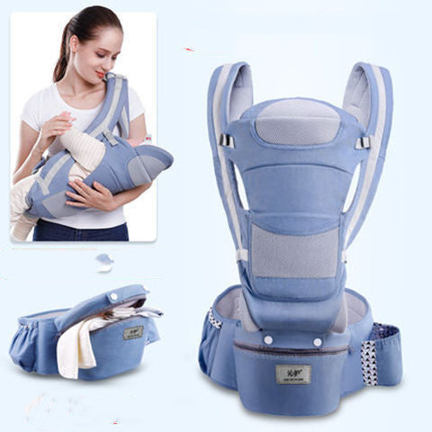 Ergonomic Baby Carrier Infant Baby Hipseat Carrier 3 In 1 Front Facing Ergonomic Kangaroo Baby Wrap Sling Blue