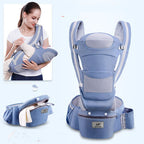 Ergonomic Baby Carrier Infant Baby Hipseat Carrier 3 In 1 Front Facing Ergonomic Kangaroo Baby Wrap Sling Blue