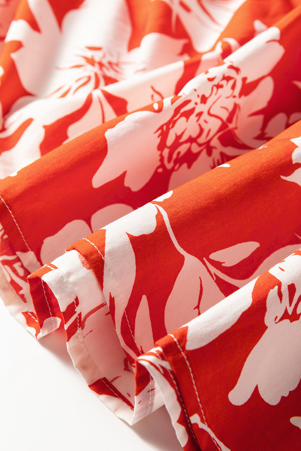 Red High Split Floral Western Cowgirl Maxi Skirt- Women