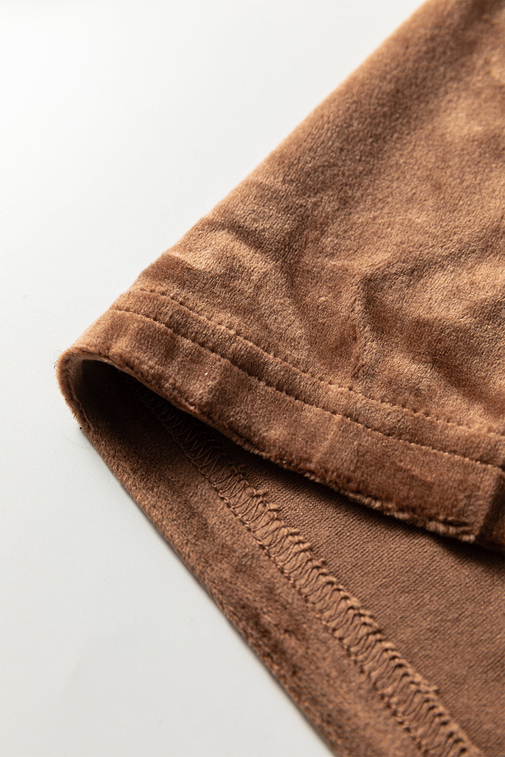 Coffee Straight Loose Drawstring Elastic High Waist Fleece Pants- Women