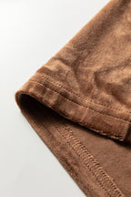 Coffee Straight Loose Drawstring Elastic High Waist Fleece Pants- Women