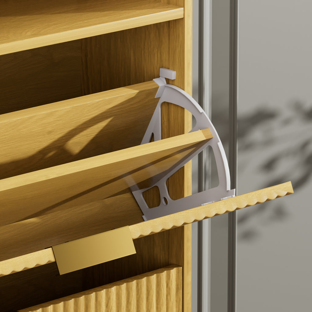 Shoe Cabinet Storage for Entryway Hidden Shoes Storage Cabinet with 3 Flip Drawers, Tall Free Standing Shoe Organizer Rack for Foyer, Hallway. Natural,31.6'' L x 9.6'' W x 54.4'' H.