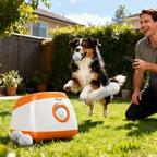 Automatic Dog Ball Launcher with 26-79 FT Distance, Automatic Ball Launcher for Medium and Large Dogs, Orange Orange 384x380x305 mm