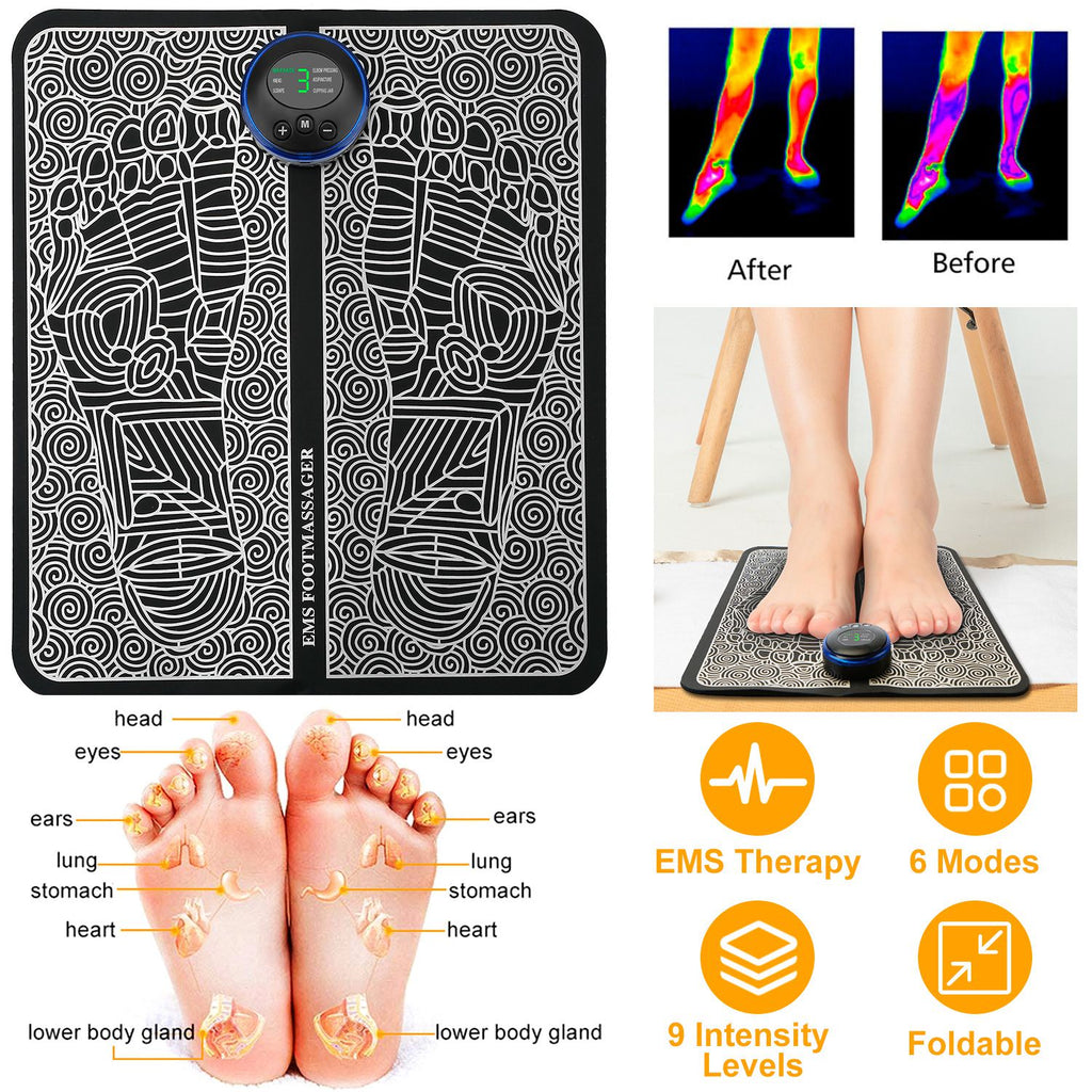 Foot Massage Pad Electric Stimulator Massager Black