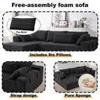 Modern Chenille Upholstered Sectional Sofa Couch Set,Modular 108' L Shaped Sectional Living Room Sofa Set With 6 Pillows,Free Combination Sofa Couch for Living Room,Bedroom(Left Chaise)W834P240009