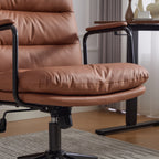 Office Chair,Mid Back Home Office Desk Task Chair with Wheels and Arms Ergonomic PU Leather Computer Rolling Swivel Chair with Padded Armrest,The back of the chair can recline 40° (Brown),SW1741BR