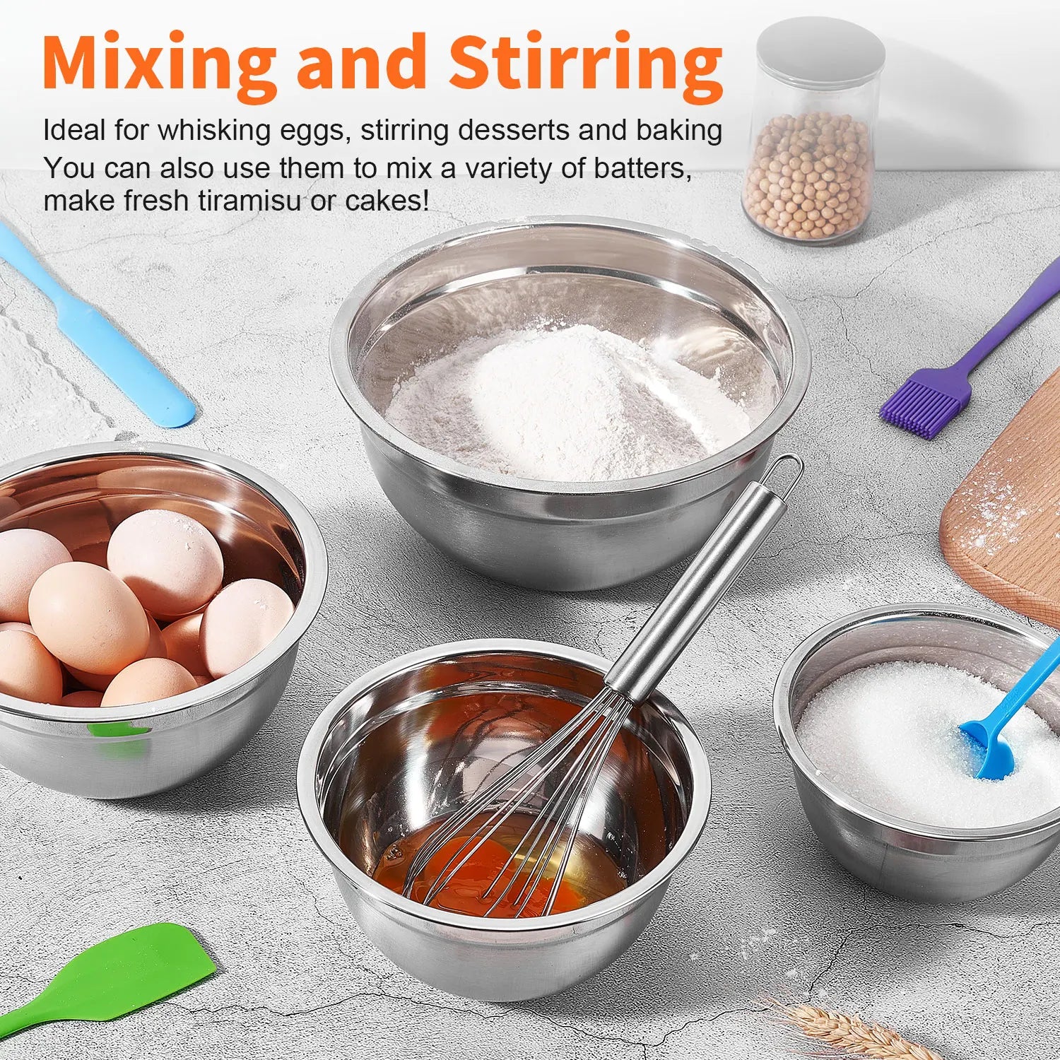 29-Piece Stainless Steel Mixing Bowl Set - Various Sizes Premium Kitchen Essentials for Mixing and Serving - Non-Slip
