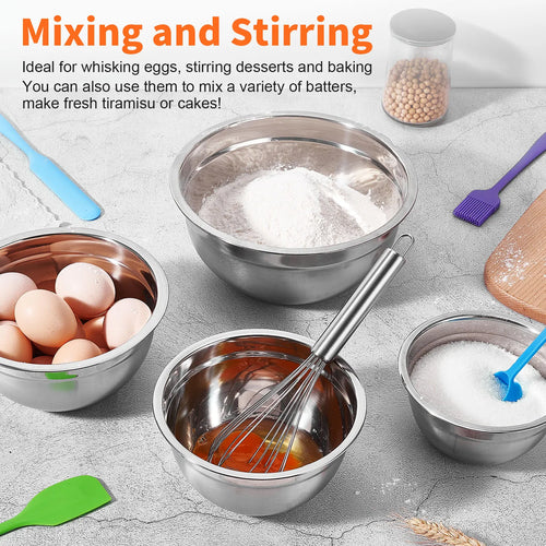 29-Piece Stainless Steel Mixing Bowl Set - Various Sizes Premium Kitchen Essentials for Mixing and Serving - Non-Slip