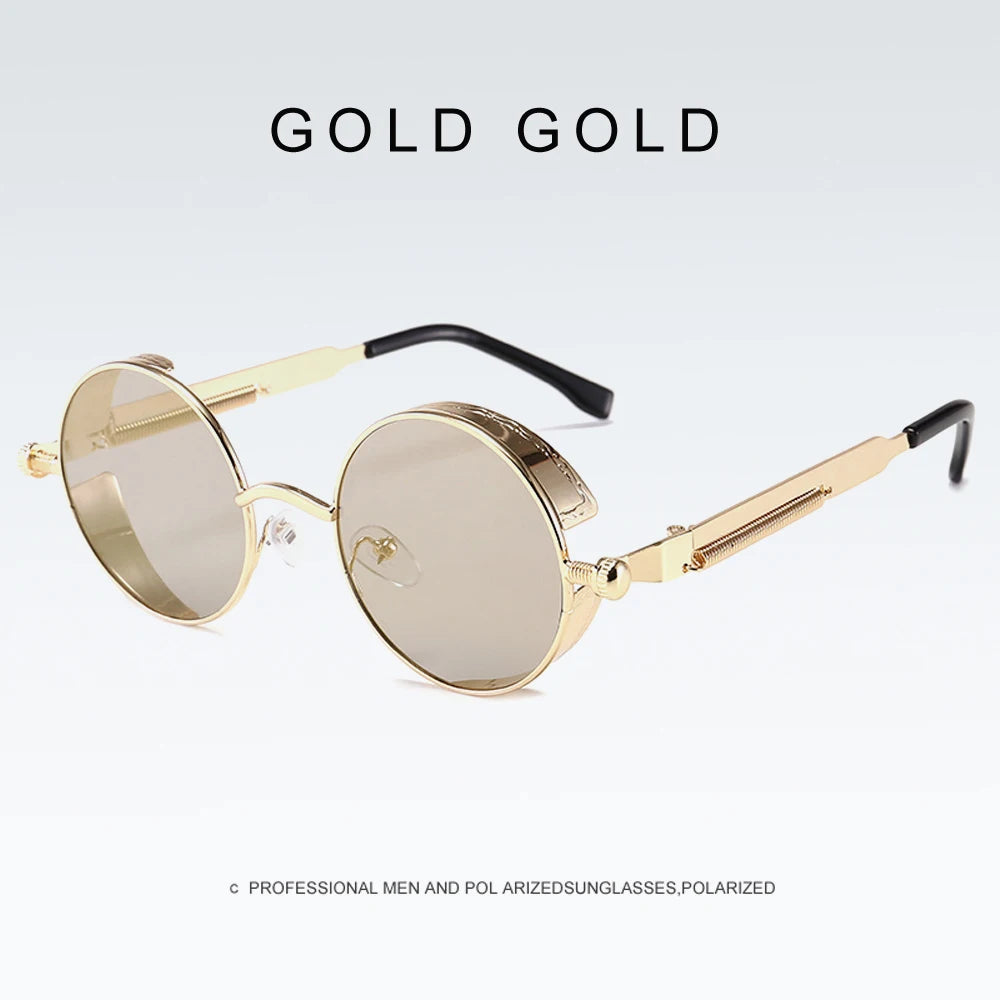 2020 NEW Vintage Steampunk Sunglasses Round Punk Alloy Metal Retro Red Sun Glasses Women Goggles Men Gothic Style Shades Color 17 Punk Sunglasses