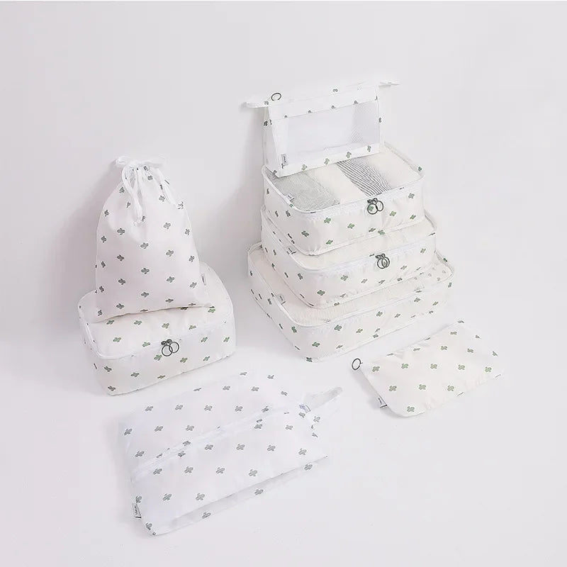 8 Pieces Set Travel Organizer Storage Bags Suitcase Packing Set Storage Cases Portable Luggage Organizer Storage Bags for Travel cactus United States