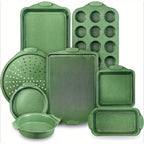 Carbon Steel Baking Pan Set - Nonstick Marble Coating, with Silicone Handles, Kitchen Essentials, Oven Safe, Set of 8 Green United States