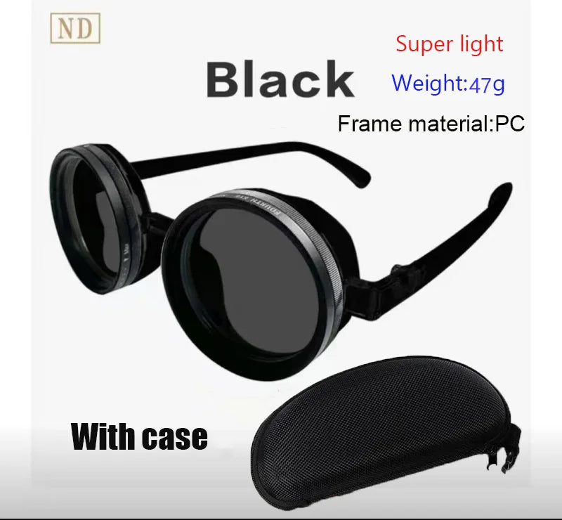 Handmade ND9 adjustable dimming sunglasses Retro Punk round men's outdoor fishing UV400 polarized driving sunglasses for women Halova C1 52mm