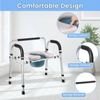 Adjustable Raised Toilet Seat Back and Handles Paper Holder Raised Cover for Senior up to 500lbs for Elderly and Disabled Safety sliver United States