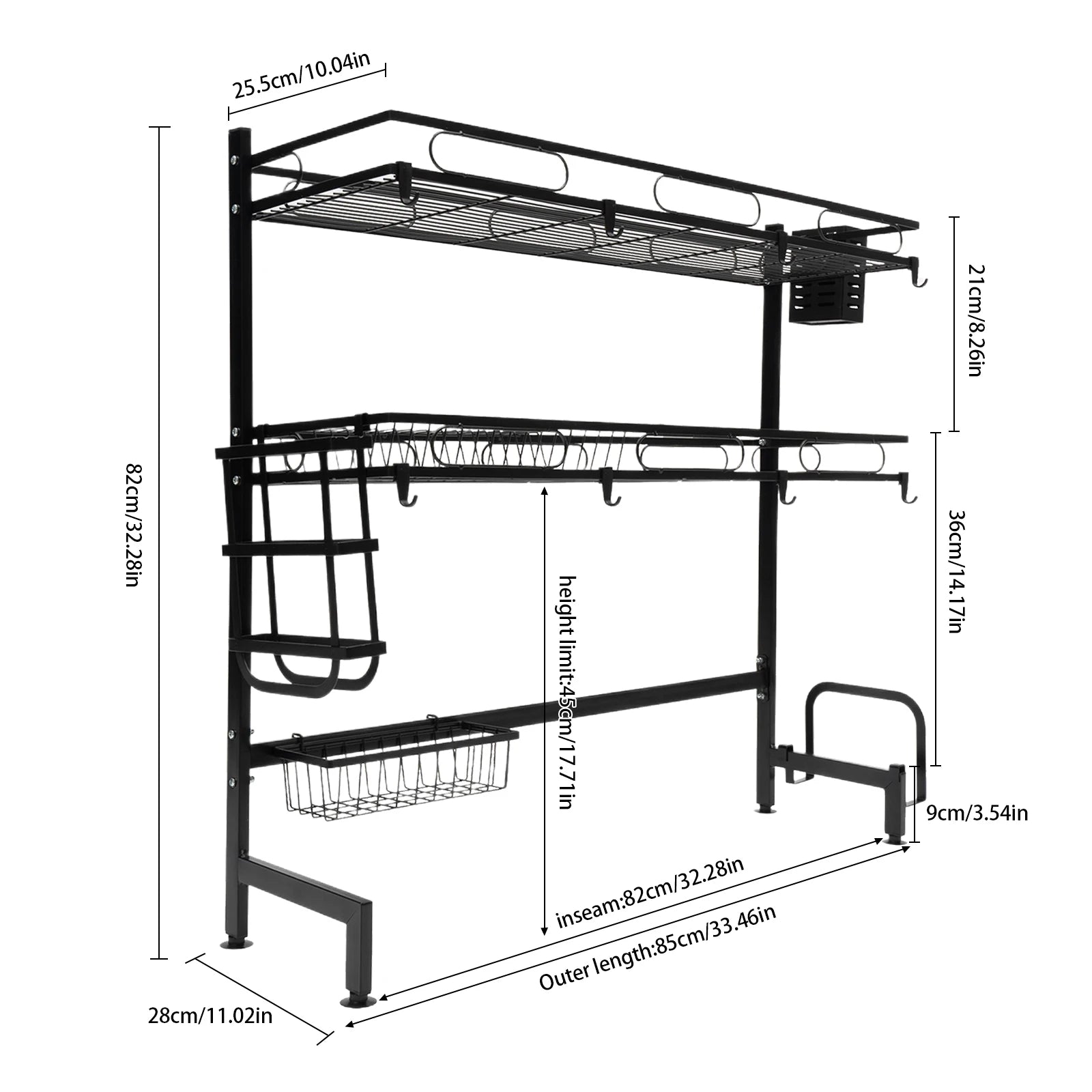 62/82cm Sink Storage Rack - Durable, Space-Saving Design for Organizing Kitchen Essentials 82cm United States
