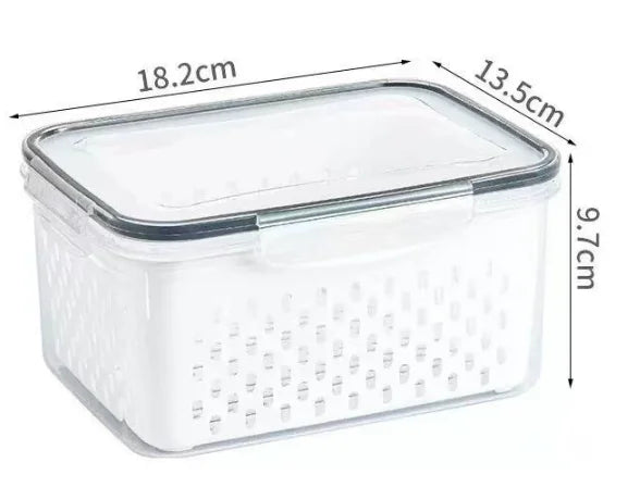 Fruit Storage Containers for Fridge Produce Containers with Removable Fruit Washing Bowl with Strainer for Salad Berry Lettuce 1700ml