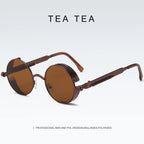 2020 NEW Vintage Steampunk Sunglasses Round Punk Alloy Metal Retro Red Sun Glasses Women Goggles Men Gothic Style Shades Color 01 Punk Sunglasses