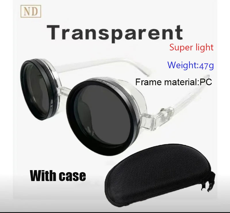 Handmade ND9 adjustable dimming sunglasses Retro Punk round men's outdoor fishing UV400 polarized driving sunglasses for women Halova C3 52mm
