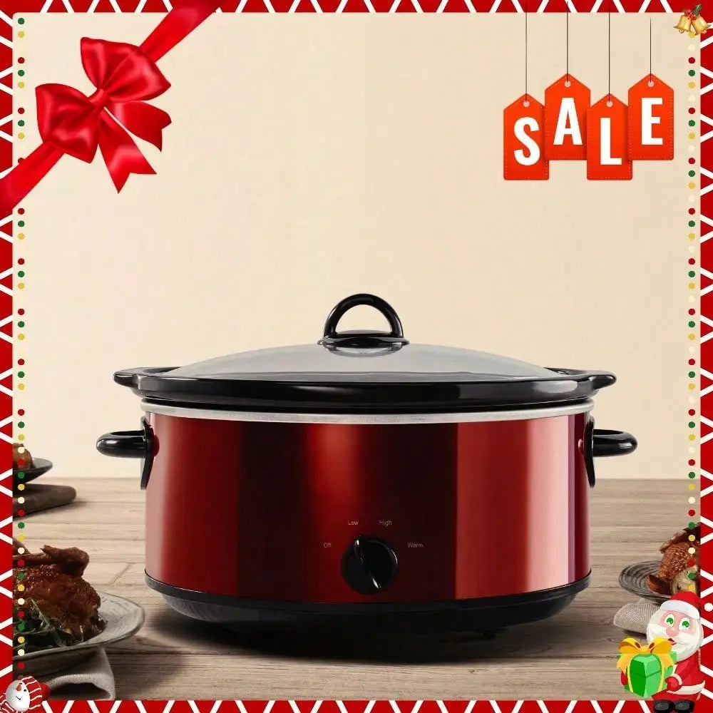 Kitchen Essentials 7 quarts of versatile slow cooker for stews, seasonings, durable and easy to clean, suitable for cooking United States Red