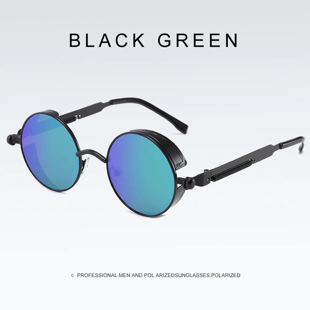 2020 NEW Vintage Steampunk Sunglasses Round Punk Alloy Metal Retro Red Sun Glasses Women Goggles Men Gothic Style Shades Color 08 Punk Sunglasses