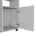 Kitchen Cart Kryot Single Door Cabinet Four Casters White Finish