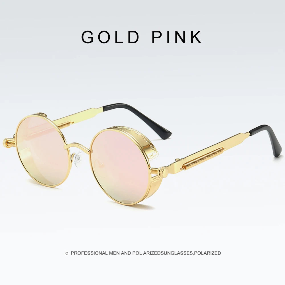 2020 NEW Vintage Steampunk Sunglasses Round Punk Alloy Metal Retro Red Sun Glasses Women Goggles Men Gothic Style Shades Color 09 Punk Sunglasses