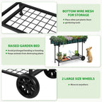 43x17x29 Plastic Garden Bed w/Wheels+Storage | Raised Planter for Vegetables & Flowers | Backyard/Patio/Balcony