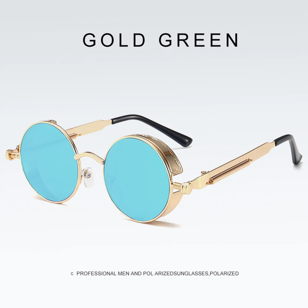 2020 NEW Vintage Steampunk Sunglasses Round Punk Alloy Metal Retro Red Sun Glasses Women Goggles Men Gothic Style Shades Color 20 Punk Sunglasses