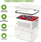Fruit Storage Containers for Fridge Produce Containers with Removable Fruit Washing Bowl with Strainer for Salad Berry Lettuce