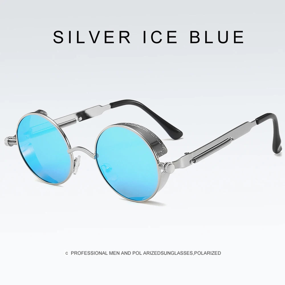 2020 NEW Vintage Steampunk Sunglasses Round Punk Alloy Metal Retro Red Sun Glasses Women Goggles Men Gothic Style Shades Color 19 Punk Sunglasses