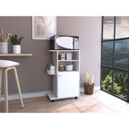 Kitchen Cart Kryot Single Door Cabinet Four Casters White Finish