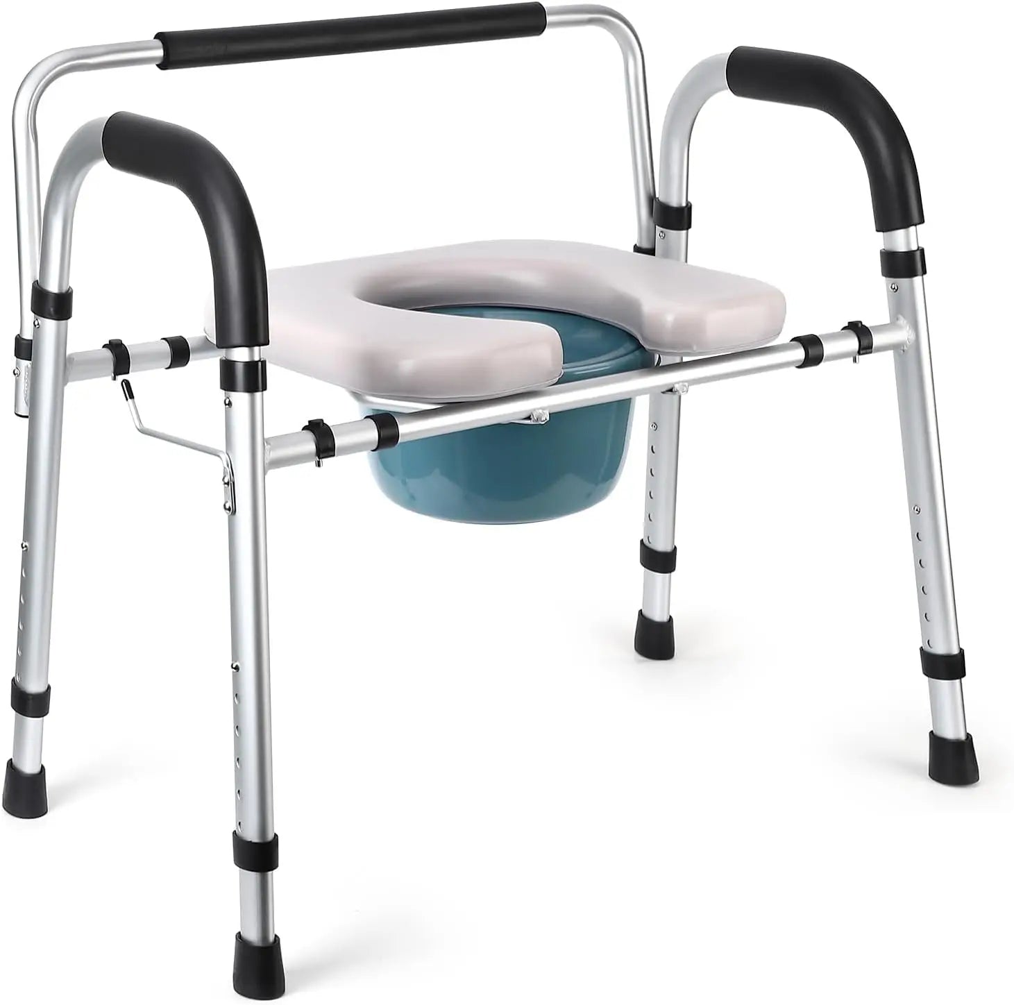 Adjustable Raised Toilet Seat Back and Handles Paper Holder Raised Cover for Senior up to 500lbs for Elderly and Disabled Safety