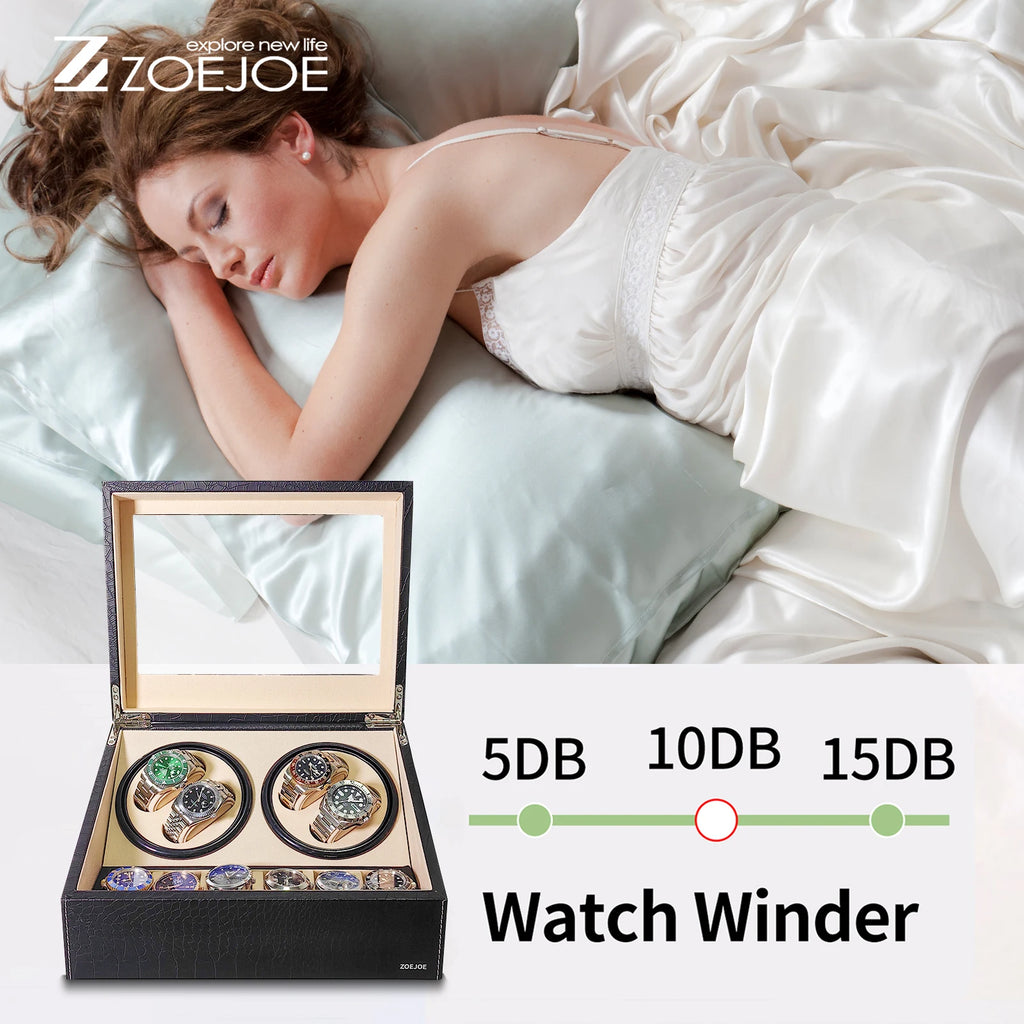Automatic Watch Winder 4+6 Slots USB Plug Watch Winder WIth Quiet Motor PU Leather Watch Storage Box Best Gifts