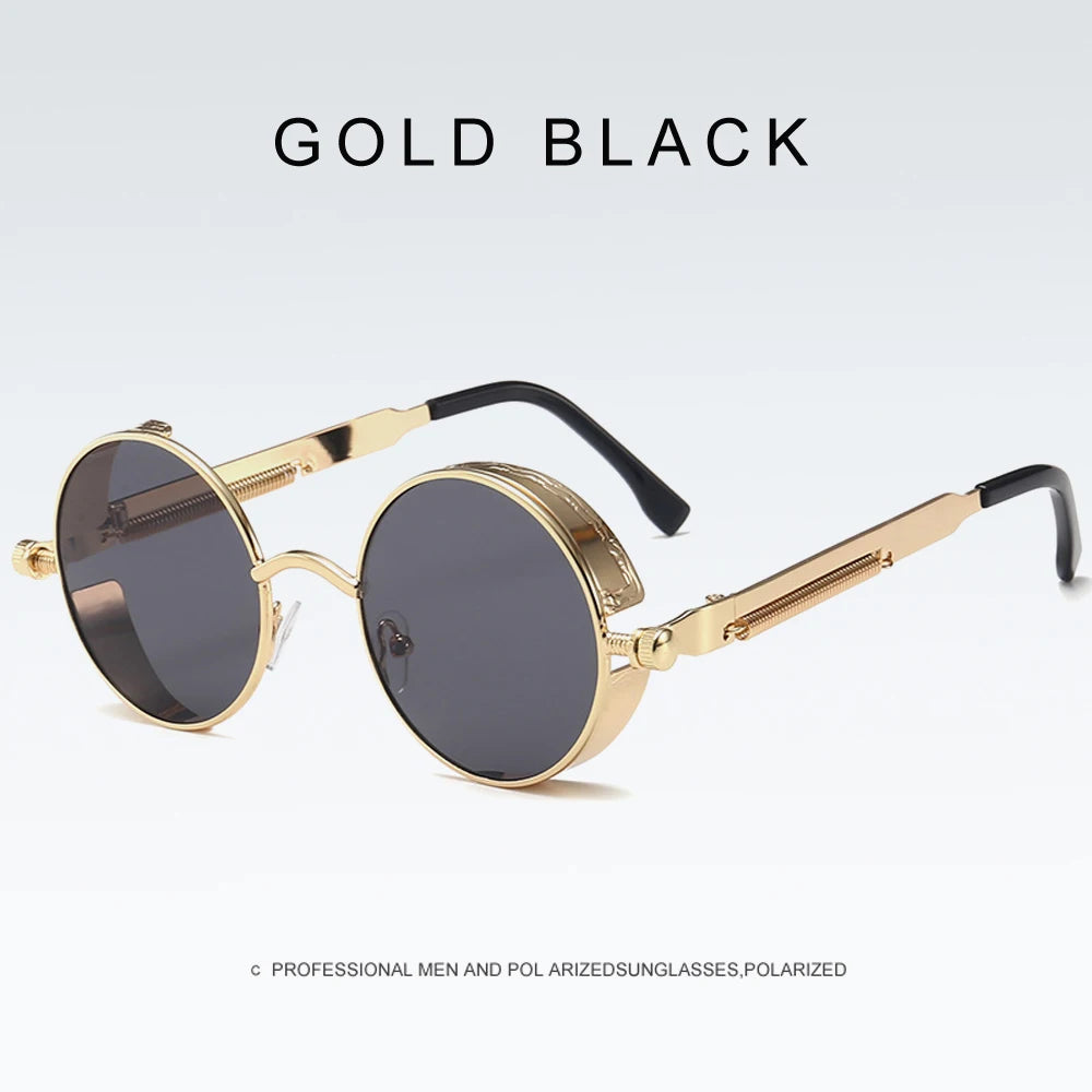 2020 NEW Vintage Steampunk Sunglasses Round Punk Alloy Metal Retro Red Sun Glasses Women Goggles Men Gothic Style Shades Color 14 Punk Sunglasses